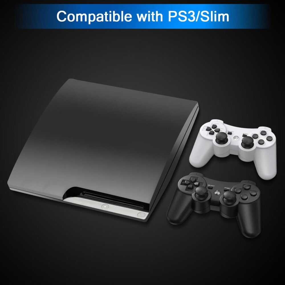 2 Pack Wireless Controller For Playstation3 with 2 Charging Cables (Black&White) - Picture 2 of 4